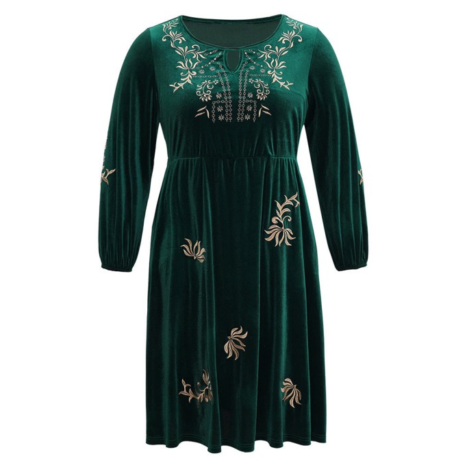 Elegant senior velvet embroidered dress