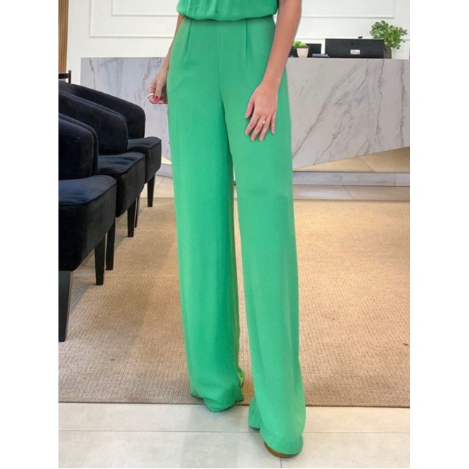 Elegant solid color comfortable halter top+pants two-piece set