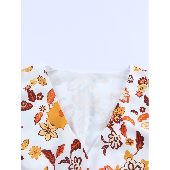 Floral V-Neck Long Sleeve Maxi Dress