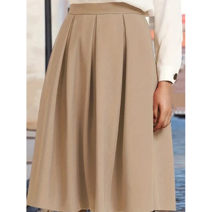 Khaki high-waisted umbrella skirt half skirt