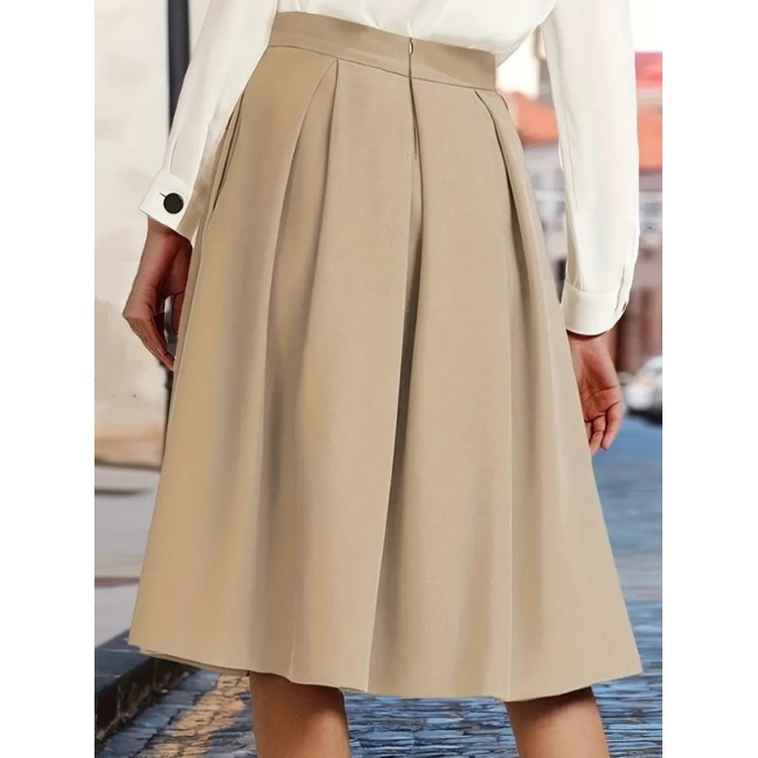 Khaki high-waisted umbrella skirt half skirt