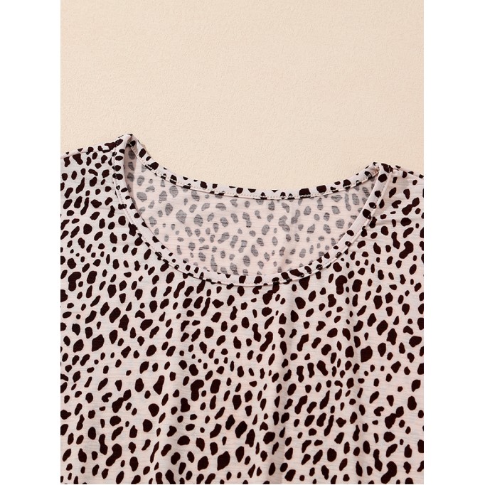 Leopard Animal Print Tiered Long Sleeve Dress