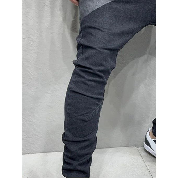 Men's black low crotch jeans