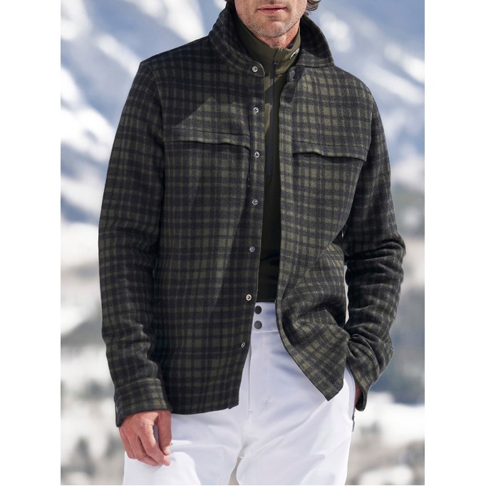 Men's Casual Oversized Plaid Coat Jacket