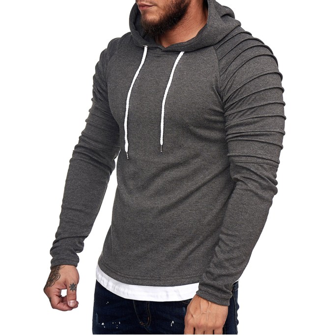 Men's gray ribbed hoodie
