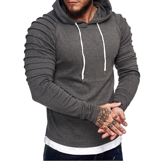Men's gray ribbed hoodie