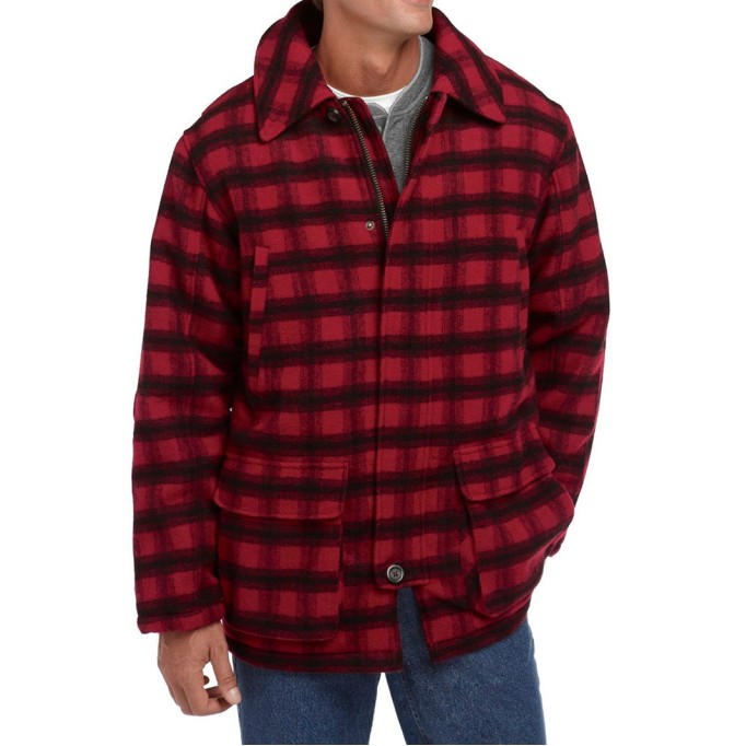 Men's red casual plaid jacket