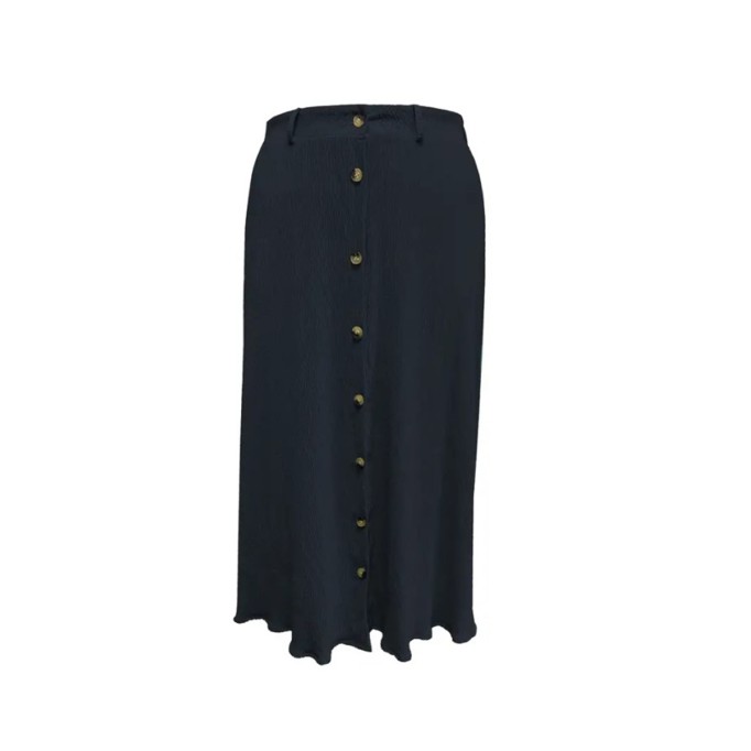 Navy blue cotton crepe half skirt for women