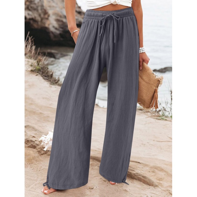Pleated thin comfortable wide-leg trousers
