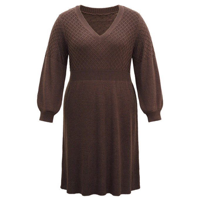 Plus-size V-neck sweater dress