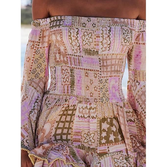 Printed one-shoulder geometric dress