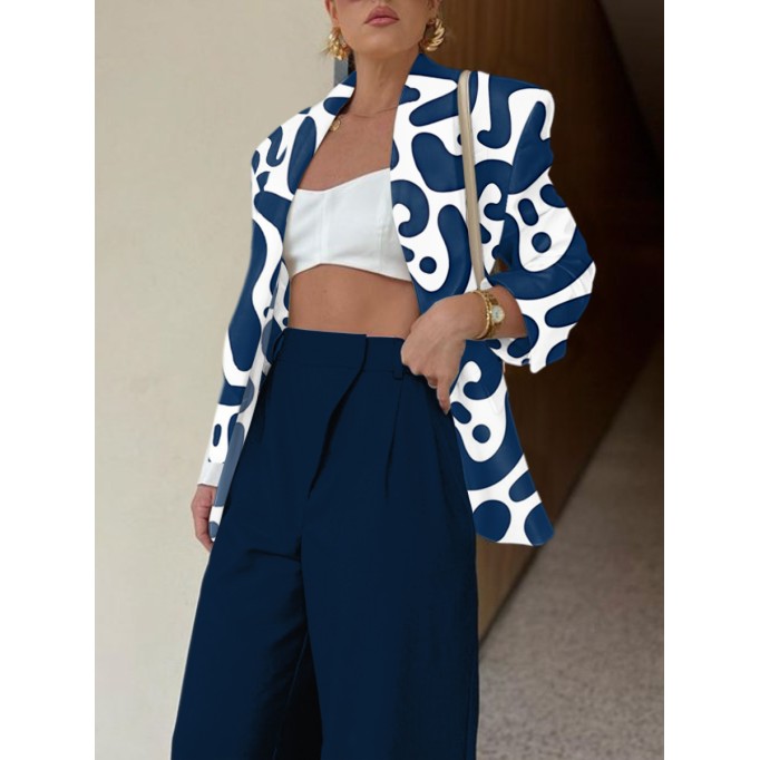 Professional elegant print premium blazer pantsuit