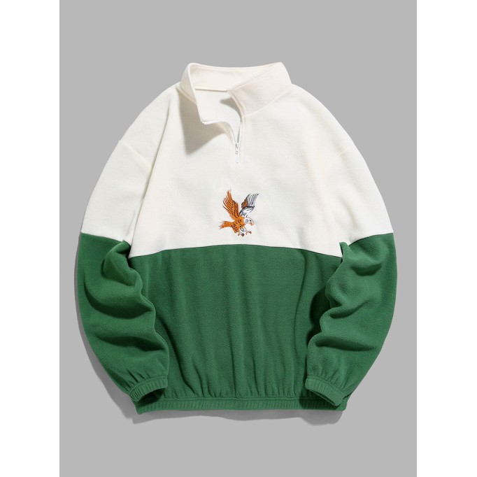 Quarter-zip embroidered sweatshirt