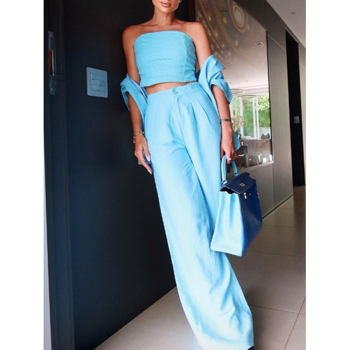 Sky blue suit jacket and trousers 2 sets
