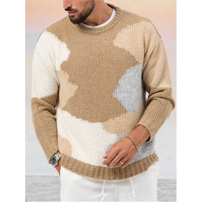 Soft Color Block Design Sweater