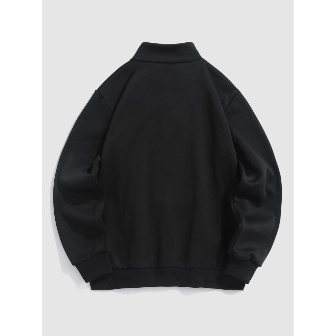 Thermal fleece-lined sweatshirt with graphic front pocket