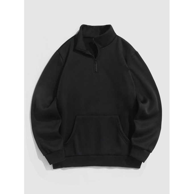 Thermal fleece-lined sweatshirt with graphic front pocket