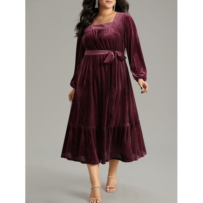 Velvet patchwork plus-size women's dress