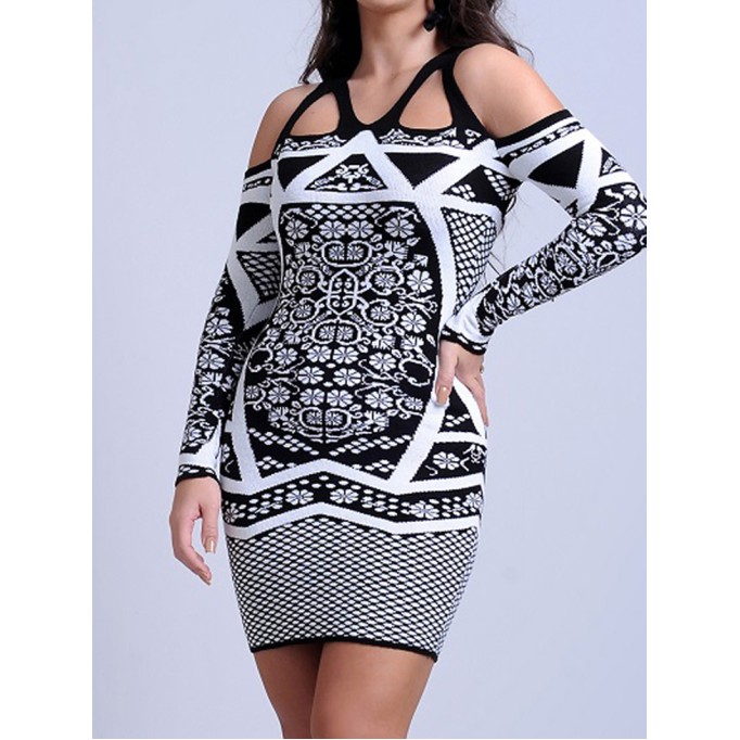 Women Casual Elegant Print Sweater Dress