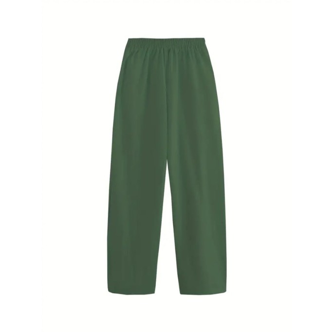 Women's army green cotton and linen pants