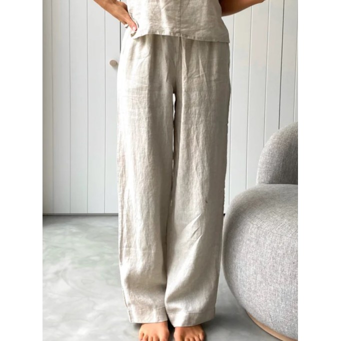 Women's cotton and linen halter top and pants suit