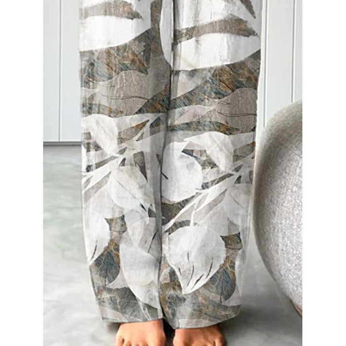 Women's cotton and linen halter top printed trouser suit