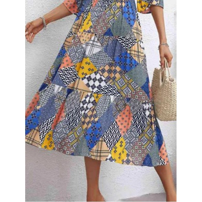 Women's geometric pattern printed dress