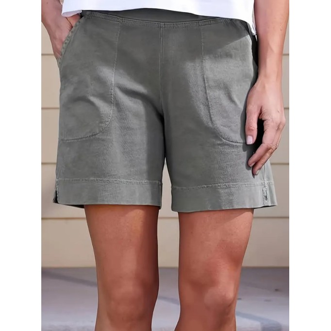 Women's high-waisted cotton and linen shorts
