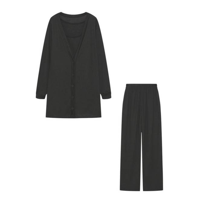 Women's Jacket Vest Pants Knit Three Piece Set