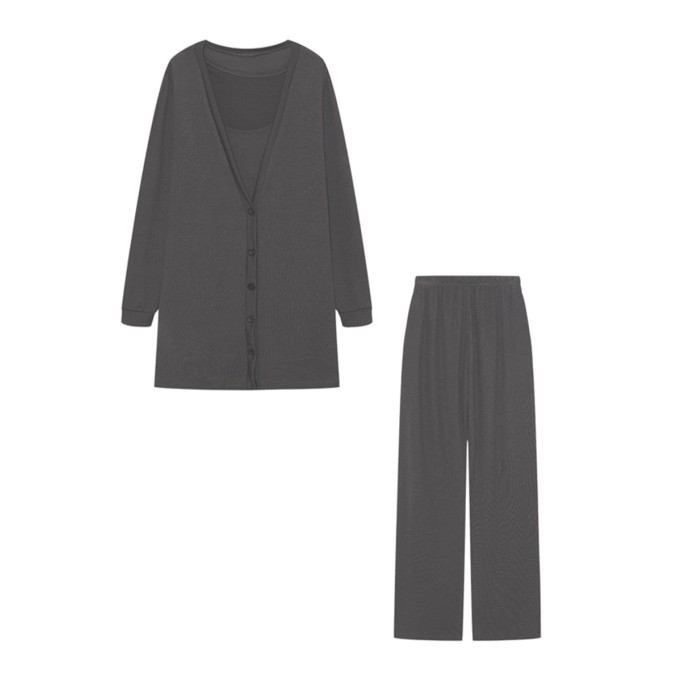 Women's Jacket Vest Pants Knit Three Piece Set