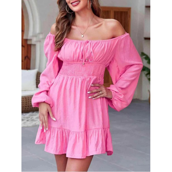 Women's pink bubble sleeved dress