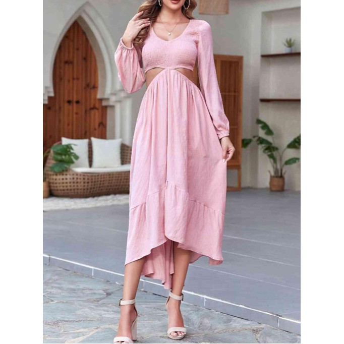 Women's pink open waist dress