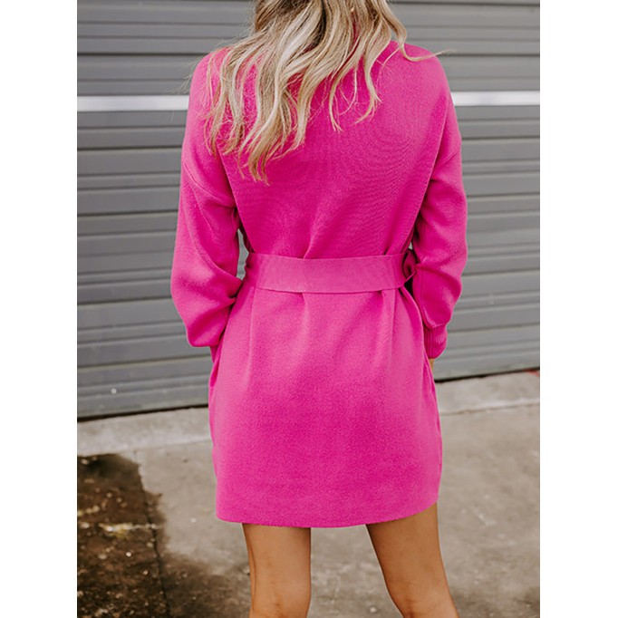 Women's Pink Turtleneck Sweater Dress