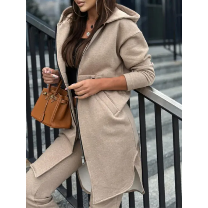 Women's Solid Color Hoodie Two Piece Set